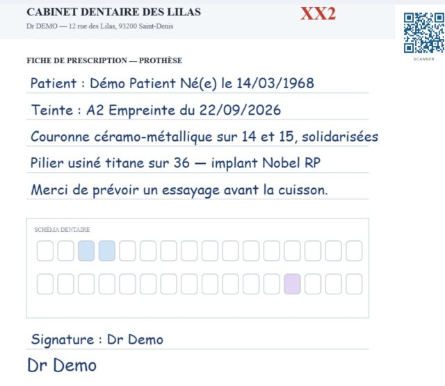 Un bon de prescription manuscrit, scanné